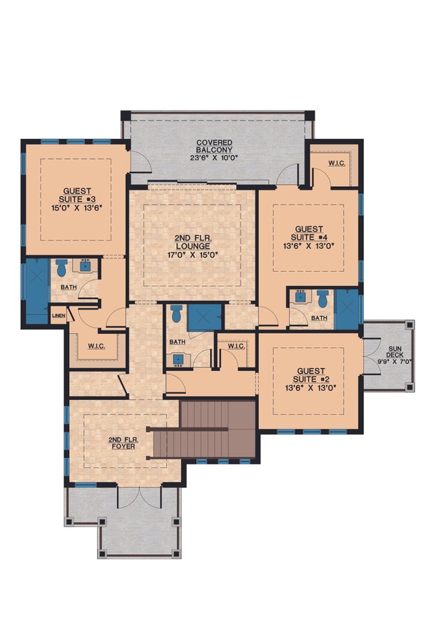 Contemporary Floor Plan - Upper Floor Plan #548-21