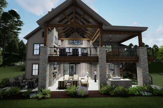 Exterior - Outdoor Living 1 for Traditional House Plan #1069-33 - 2 bed, 2.5 bath