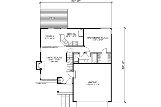 Floor Plan - Main Floor for Traditional House Plan #320-327 - 3 bed, 2 bath