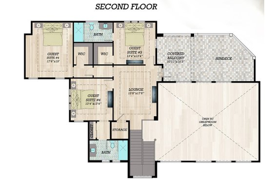 Floor Plan - Upper Floor for Modern House Plan #548-64 - 6 bed, 5.5 bath