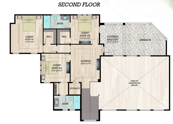 Modern Floor Plan - Upper Floor Plan #548-64