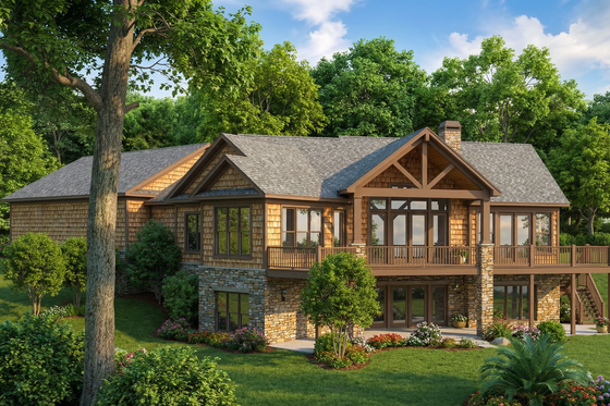 Exterior - Rear Elevation for Craftsman House Plan #17-2486 - 4 bed, 4 bath