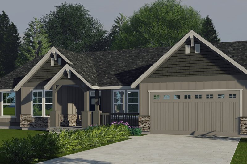 House Blueprint - Craftsman Exterior - Front Elevation Plan #53-591