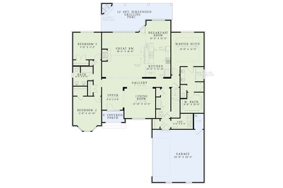 Floor Plan - Main Floor for European House Plan #17-2508 - 3 bed, 2 bath