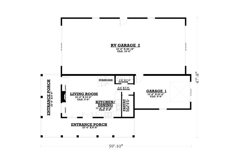 Architectural House Design - Floor Plan - Main Floor for Barndominium House Plan #1112-14 - 3 bed, 2.5 bath