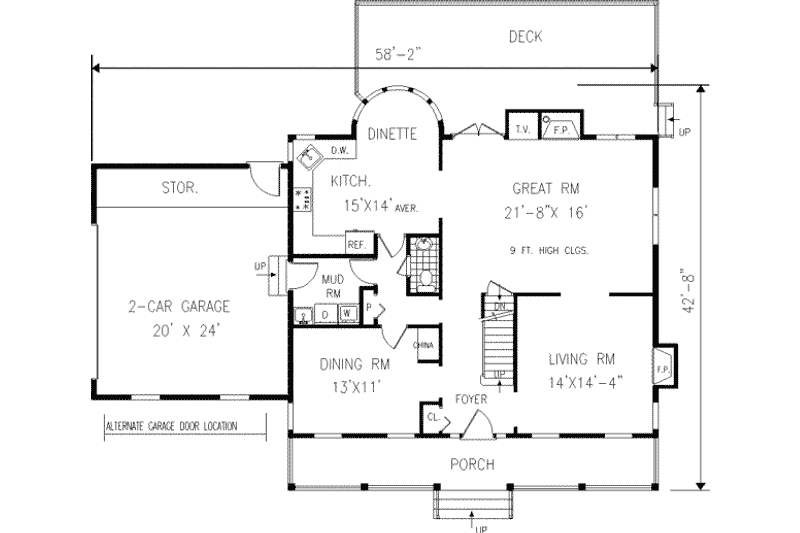 Dream House Plan - Floor Plan - Main Floor for Farmhouse House Plan #3-195 - 4 bed, 2.5 bath