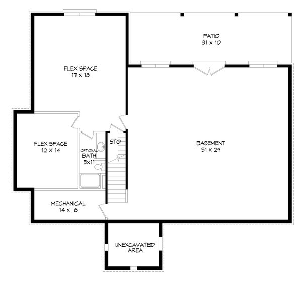 House Blueprint - Traditional Floor Plan - Lower Floor Plan #932-513