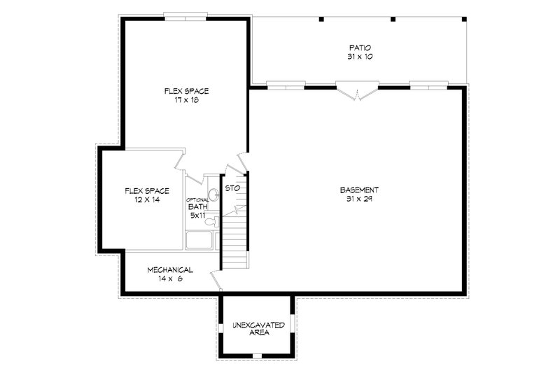 House Blueprint - Floor Plan - Lower Floor for Traditional House Plan #932-513 - 3 bed, 2.5 bath