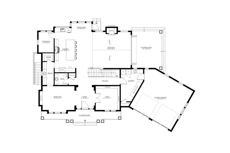 House Blueprint - Floor Plan - Main Floor for Beach House Plan #1114-17 - 3 bed, 3.5 bath