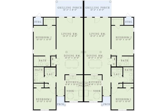 Floor Plan - Main Floor for Traditional House Plan #17-1049 - 2 bed, 2 bath