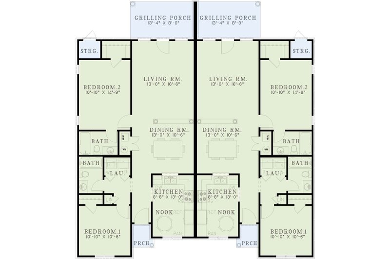 House Design - Floor Plan - Main Floor for Traditional House Plan #17-1049 - 2 bed, 2 bath