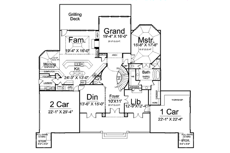 House Blueprint - Floor Plan - Main Floor for European House Plan #119-346 - 4 bed, 4.5 bath