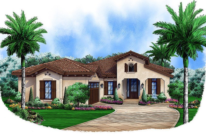 House Blueprint - Southwestern style, front elevation
