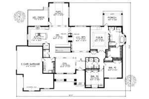 Floor Plan - Main Floor for Traditional House Plan #70-522 - 3 bed, 2.5 bath