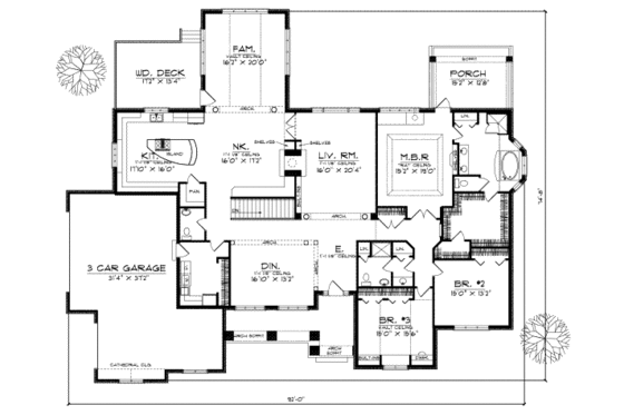 Floor Plan - Main Floor for Traditional House Plan #70-522 - 3 bed, 2.5 bath