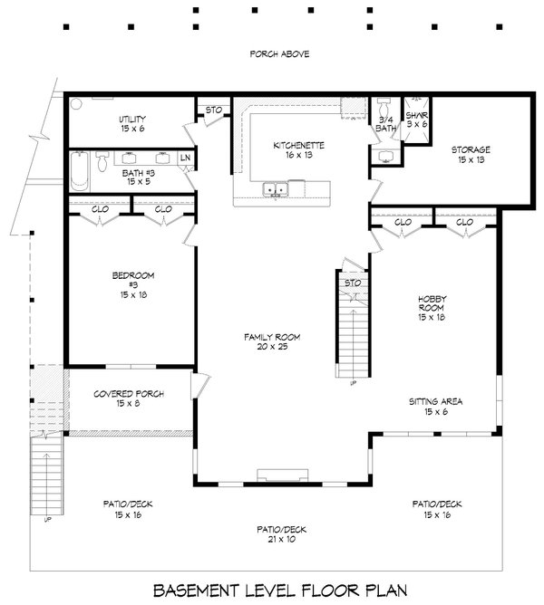 Dream House Plan - Floor Plan - Lower Floor for Country House Plan #932-1432 - 2 bed, 2 bath