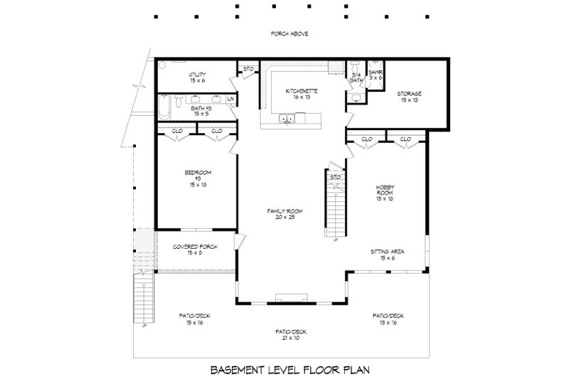 Dream House Plan - Floor Plan - Lower Floor for Country House Plan #932-1432 - 2 bed, 2 bath