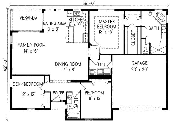 House Design - Mediterranean Floor Plan - Main Floor Plan #76-119