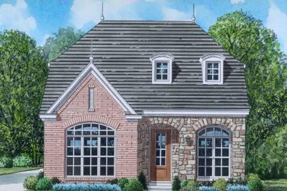 Exterior - Front Elevation for European House Plan #424-83 - 3 bed, 2.5 bath