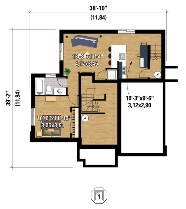 Contemporary Floor Plan - Lower Floor Plan #25-4379