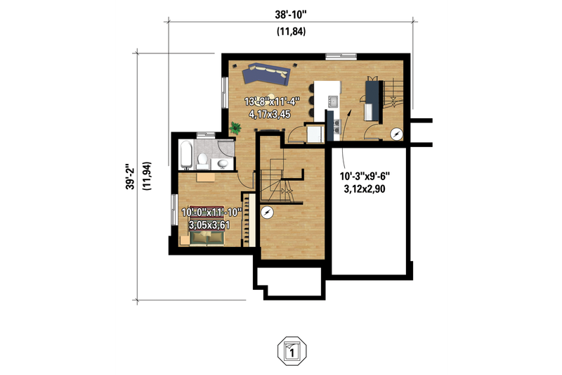 House Design - Floor Plan - Lower Floor 1 for Contemporary House Plan #25-4379 - 4 bed, 2 bath