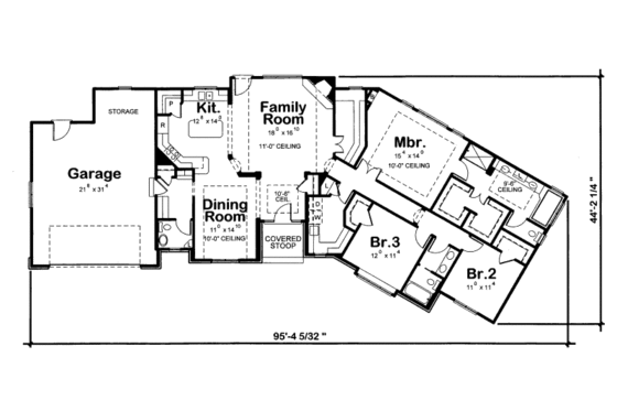 Floor Plan - Main Floor for European House Plan #20-2130 - 3 bed, 2.5 bath