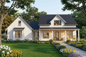 House Plan Design - Exterior - Front Elevation for Farmhouse House Plan #406-9656 - 4 bed, 2 bath