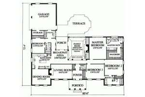 Floor Plan - Main Floor for Southern House Plan #137-116 - 4 bed, 3.5 bath