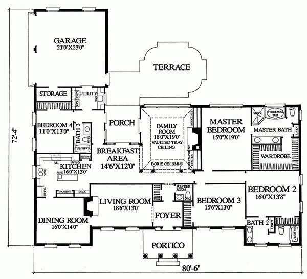 Home Plan - Southern Floor Plan - Main Floor Plan #137-116
