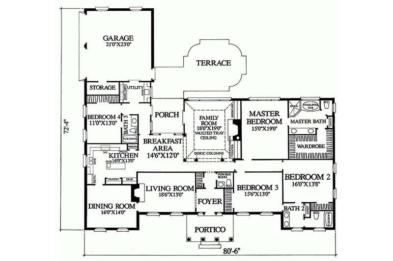 Dream House Plan - Floor Plan - Main Floor for Southern House Plan #137-116 - 4 bed, 3.5 bath