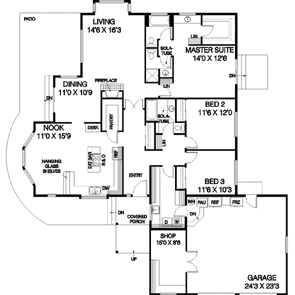 House Blueprint - Ranch Floor Plan - Main Floor Plan #60-506