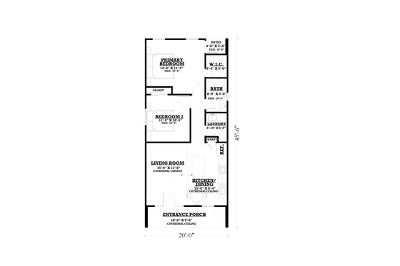 Floor Plan - Main Floor for Contemporary House Plan #1112-6 - 2 bed, 1 bath