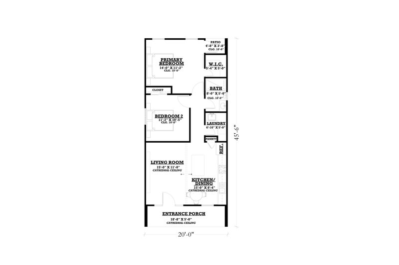 Architectural House Design - Floor Plan - Main Floor for Contemporary House Plan #1112-6 - 2 bed, 1 bath