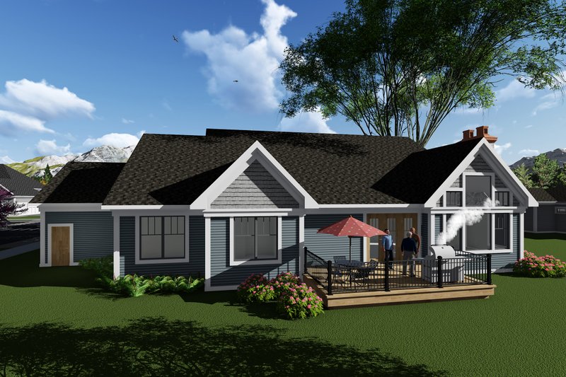 Architectural House Design - Exterior - Rear Elevation for Ranch House Plan #70-1274 - 3 bed, 2.5 bath