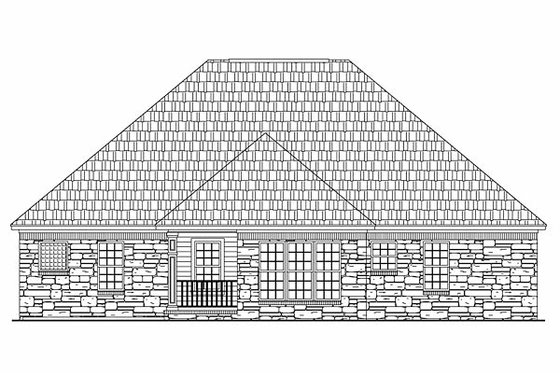 Exterior - Rear Elevation for European House Plan #21-185 - 3 bed, 2 bath