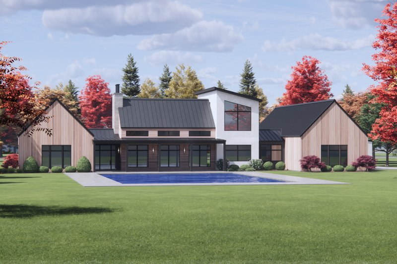 House Blueprint - Exterior - Rear Elevation 1 for Modern House Plan #1096-122 - 4 bed, 4.5 bath