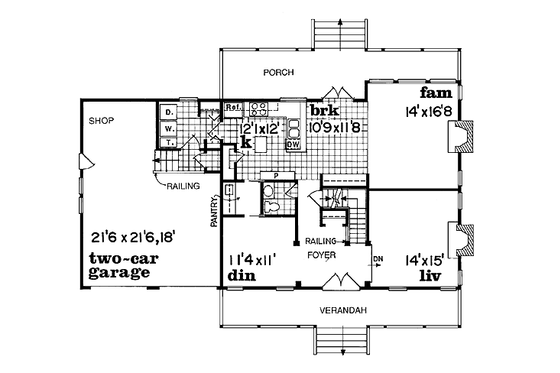 Floor Plan - Main Floor for Country House Plan #47-293 - 4 bed, 2.5 bath