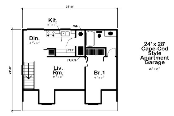 Floor Plan - Upper Floor for Colonial House Plan #312-752 - 1 bed, 1 bath