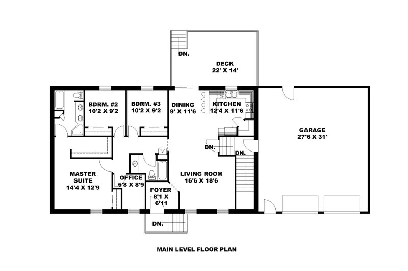House Design - Floor Plan - Main Floor for Cottage House Plan #117-983 - 3 bed, 3 bath
