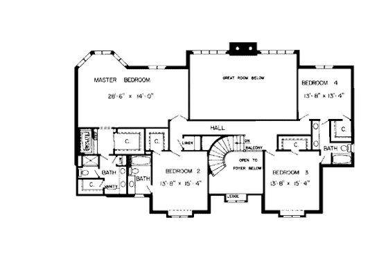 Floor Plan - Upper Floor for Traditional House Plan #312-780 - 4 bed, 5 bath