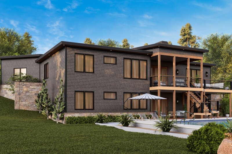 Home Plan - Exterior - Rear Elevation 1 for Contemporary House Plan #54-689 - 3 bed, 2 bath