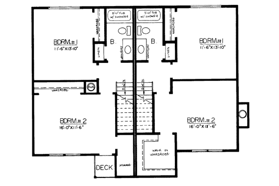 Floor Plan - Upper Floor for Traditional House Plan #303-201 - 2 bed, 1.5 bath