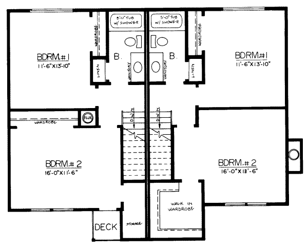 Traditional Floor Plan - Upper Floor Plan #303-201