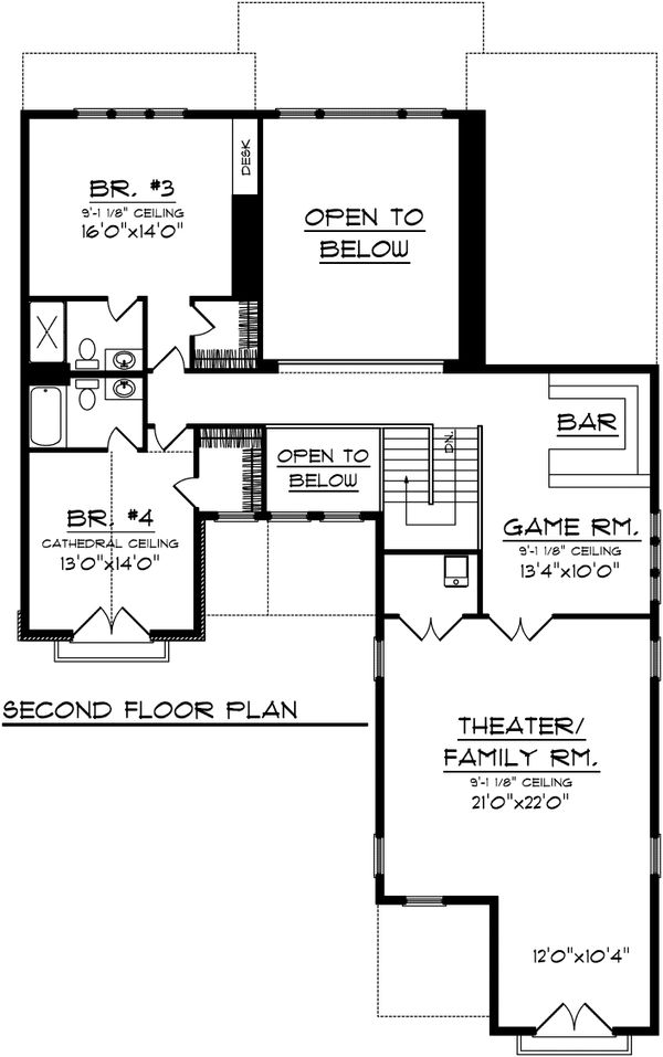 Dream House Plan - Traditional Floor Plan - Upper Floor Plan #70-1108