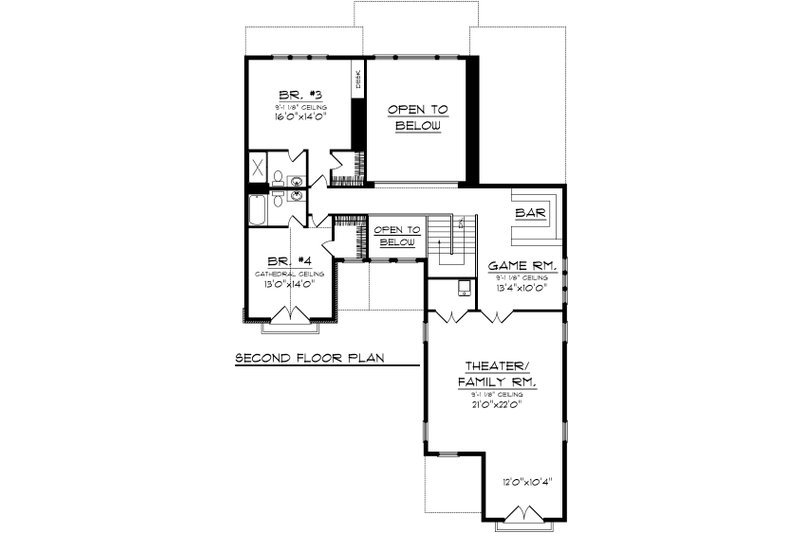 Home Plan - Floor Plan - Upper Floor for Traditional House Plan #70-1108 - 4 bed, 4 bath