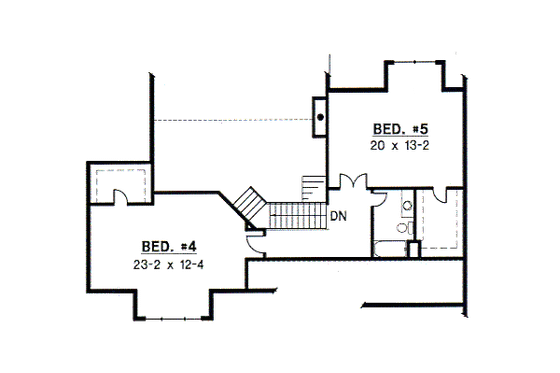 Floor Plan - Upper Floor for Traditional House Plan #67-456 - 5 bed, 4 bath