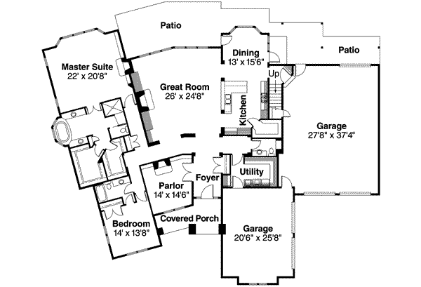 Architectural House Design - Colonial Floor Plan - Main Floor Plan #124-528