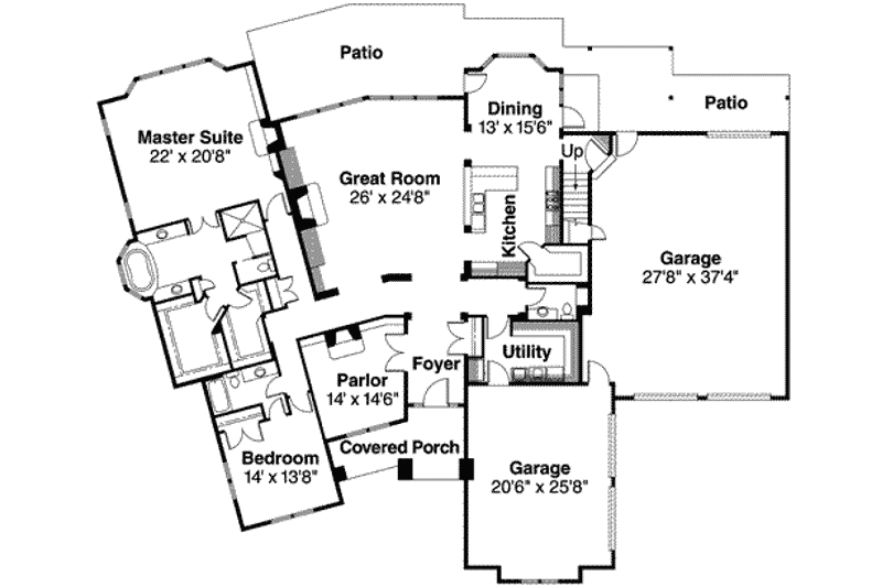 Home Plan - Floor Plan - Main Floor for Colonial House Plan #124-528 - 4 bed, 3.5 bath