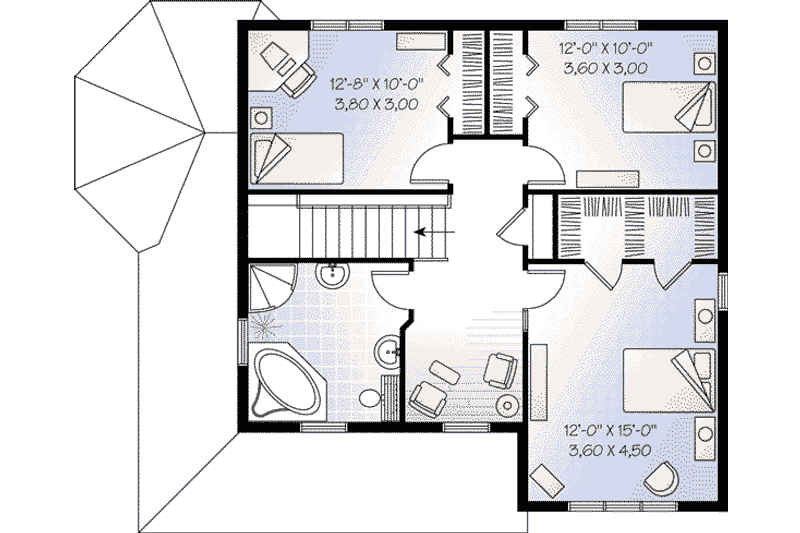 Home Plan - Floor Plan - Upper Floor for Cottage House Plan #23-521 - 3 bed, 1.5 bath