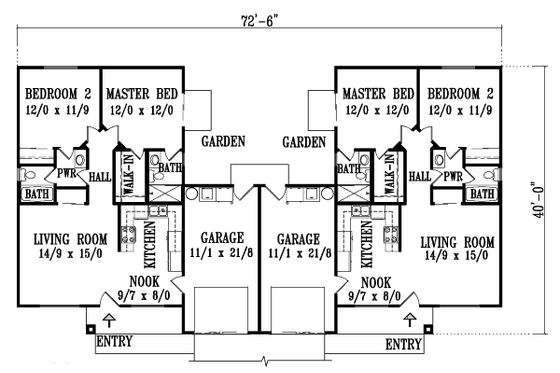 Floor Plan - Main Floor for Adobe / Southwestern House Plan #1-1354 - 2 bed, 2 bath